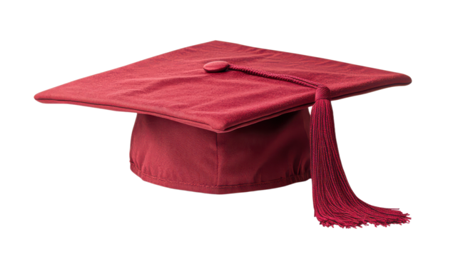 Red Graduation Cap isolated on Cutout background.PNG