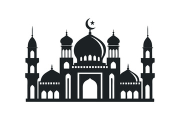Silhouette of a Majestic Mosque, Perfect for Religious or Cultural Design