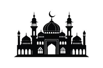 Silhouette of a Majestic Mosque, Perfect for Religious or Cultural Design