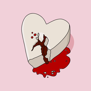 Broken Heart with Blood Drip Illustration