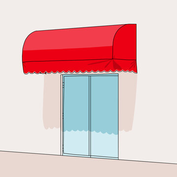 Red Awning Storefront Illustration
