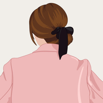 Elegant Woman with Ponytail in Pink Coat