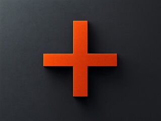 Fototapeta premium Orange plus sign on dark background