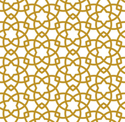 Seamless gold geometric line pattern in arabian style vector background