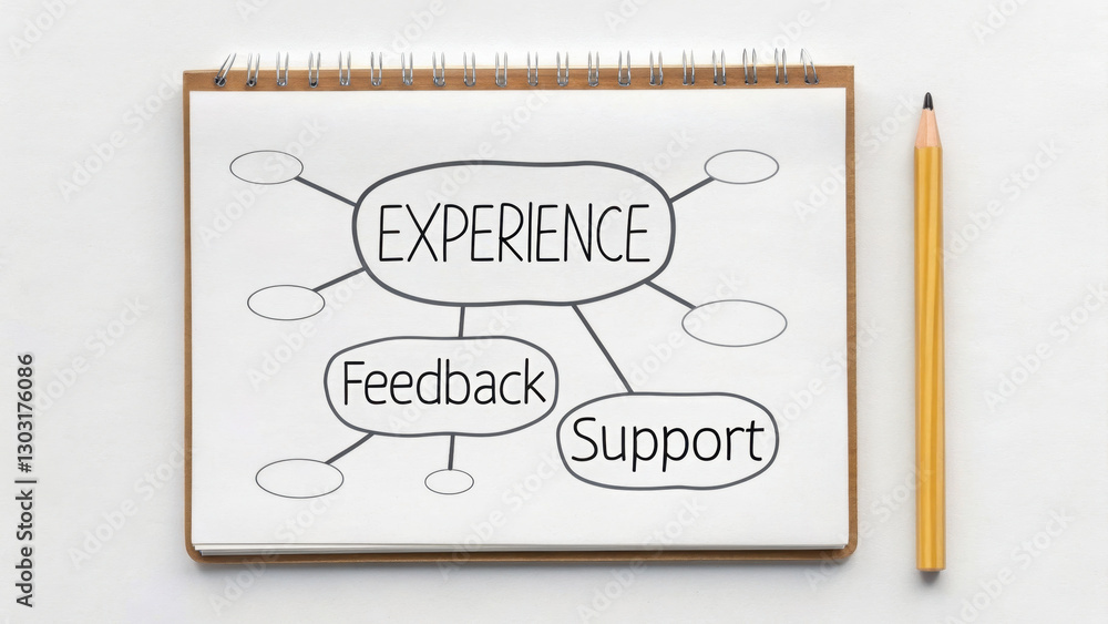 Poster experience mind map illustrating concepts like feedback and support
