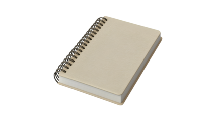 Beige Spiral Notebook Blank Pages Writing Ideas Inspiration Stationary Supplies, on Transparent Background