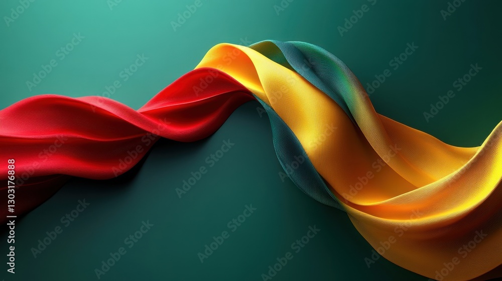 Poster abstract ribbon flow composed of vibrant colors amidst a smooth gradient background