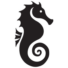 Elegant Silhouette Seahorse Vector Illustration Marine Life Design