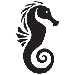 Elegant Seahorse Silhouette Vector Illustration for Marine Themed Designs