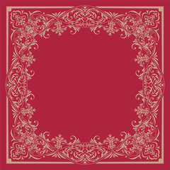 Design of elegant vector carpet print with filigree scrolls in victorian style