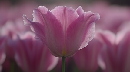 Fototapeta premium Pink tulip close-up in field
