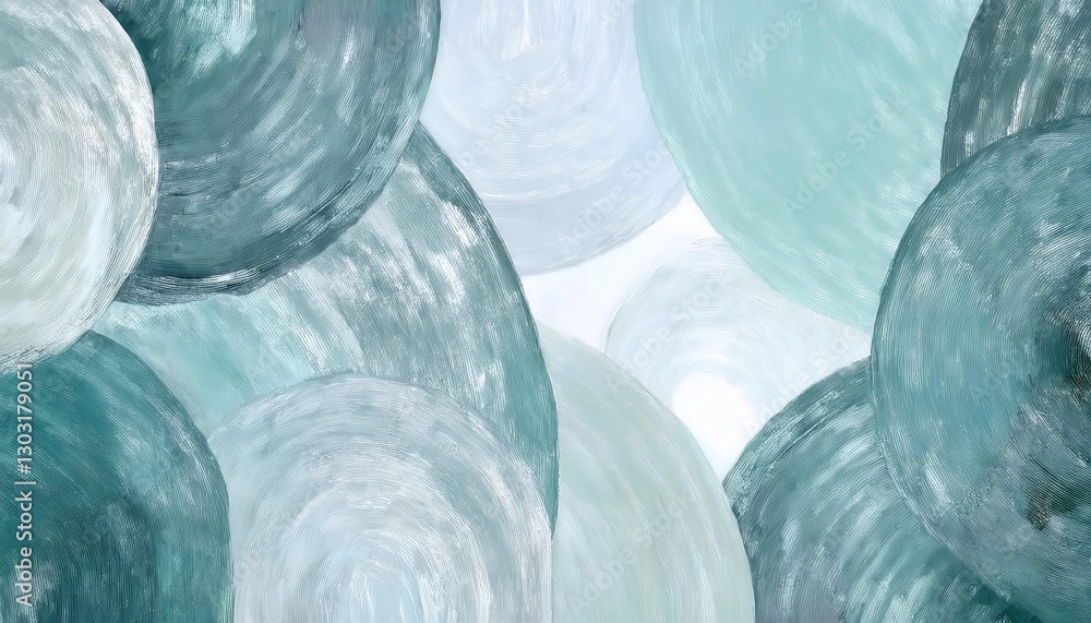 Poster abstract circular brushstroke composition in cool muted tones, modern minimalistic background for de