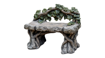 Stone Bench with Ivy Garden Decor Nature Theme on Transparent Background