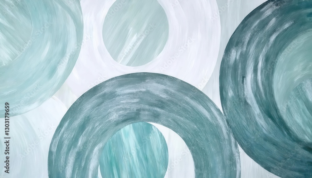 Poster abstract circular brushstroke composition in cool muted tones, modern minimalistic background for decor and branding
