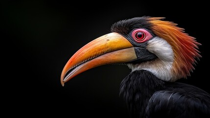 Fototapeta premium Hornbill bird in flight wild habitat nature photography birdwatcher's paradise close-up view vibrant colors