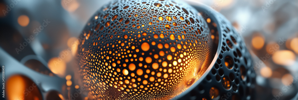 Poster a mesmerizing spherical structure emerges, displaying a data matrix with shifting patterns in radian