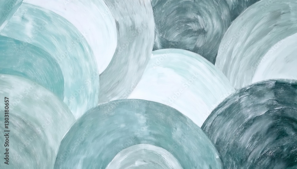 Poster abstract circular brushstroke composition in cool muted tones, modern minimalistic background for de