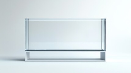 Minimalist Glass Display Case with White Base and Empty Background