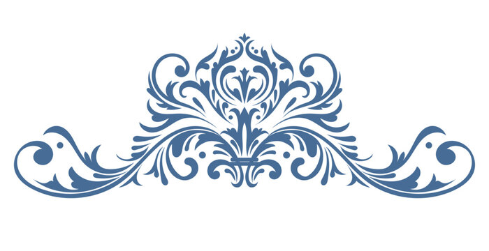 Vintage rococo decor with leaves and swirls. Victorian arabesque	
