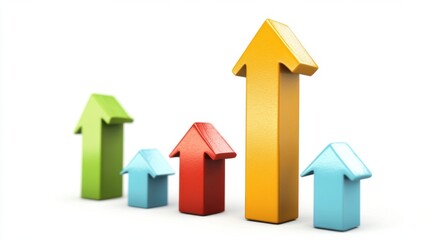 Colorful 3D Arrows Representing Growth and Success in Business