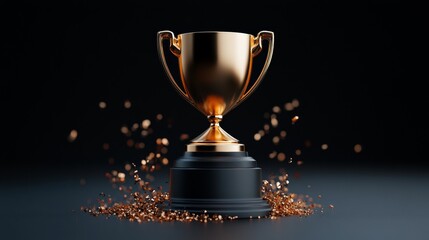 glowing trophy, surrounded by soft, glowing light and neutral, simple background