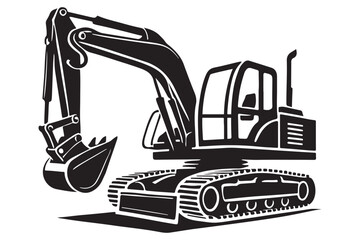 Detailed Construction Excavator Illustration with Tracks Vector Image Design