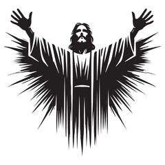 Stylized Image of Jesus Christ Vector Illustration with Open Arms
