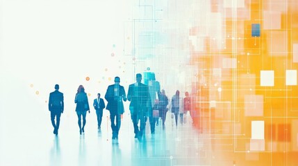 Businesspeople in Tech Landscape.