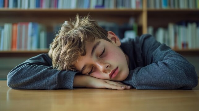 Tired sleepy napping exhausted fatigued overworked overload pupil teen boy teenager sleep, boring class lesson sleeping at table school