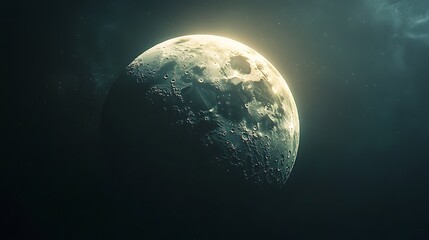 Naklejka premium The surface of the moon illuminated by the distant glow of the Earth