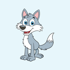 Vector illustration of funny wolf cartoon