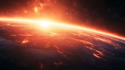 The vivid aurora of an alien planet illuminating its sky with bright, swirling lights
