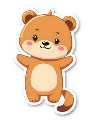 Obraz premium Adorable cartoon bear sticker cute and playful 