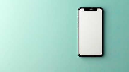 Premium smartphone mockup with a blank display, positioned vertically on a clean pastel green background.