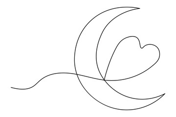 Obraz premium Moon Continuous one line art drawing of outline line vector illustration 