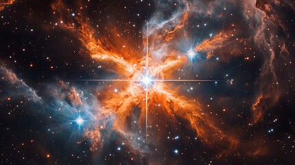The vivid red and orange hues of a dying star in the final stages of its life