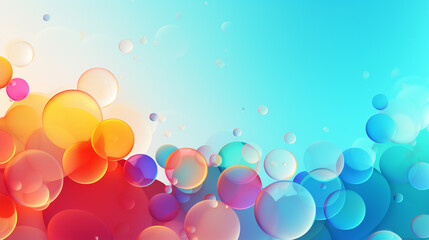 A vibrant, colorful abstract background with overlapping, translucent bubbles in shades of blue, red, pink, and yellow, creating a visually appealing and dynamic composition.