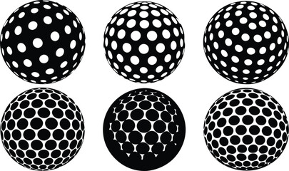Modern dotted sphere vector illustration set