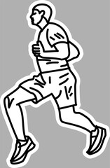 Hand-Drawn Running Athlete, Black and White Sketch