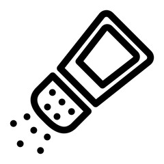 icon of a tilted salt shaker pouring granules symbolizing seasoning sodium and food preparation.