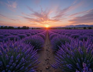 Fototapeta premium lavender field at sunset