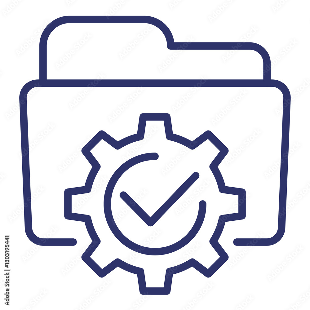 Poster project management line icon with folder
