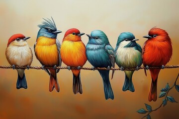 A stunning depiction of avian life resting on a power line.