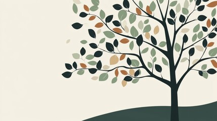 Abstract tree with colorful leaves on a light background