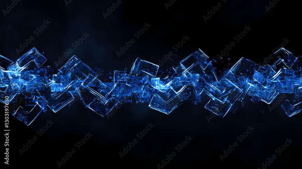 Poster blue cubes abstraction: an abstract composition featuring a dynamic arrangement of interconnected bl