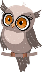 Cute zoo. Vector birds. Cute owl. Vector animals collection. Children's flat vector illustrations.