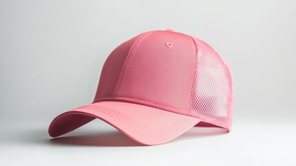 Fototapeta premium Pink trucker hat mockup template on white background