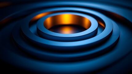 Serene Glowing Abstract Concentric Rings Floating in Gradient Shades of Silver and Blue