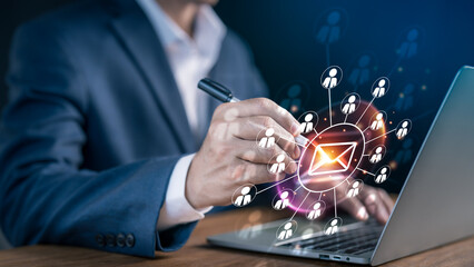 Businessman Point to Targeted Email Marketing: Personalized Campaigns for Customer Engagement