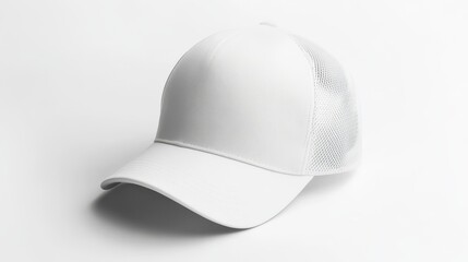 Fototapeta premium White trucker cap mockup template on white background